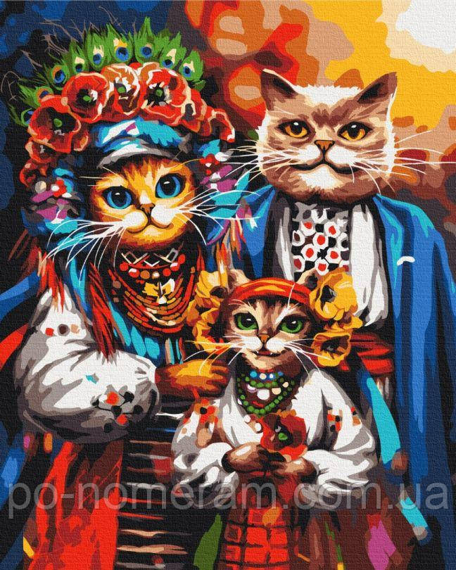 Картина за номерами BrushMe Сімя котиків-козаків ©Маріанна Пащук (BS53690) 40 х 50 см