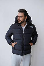 Зимова куртка пуховик, що не продувається, з капюшоном тнф tnf 700 The North Face чорна S, фото 4