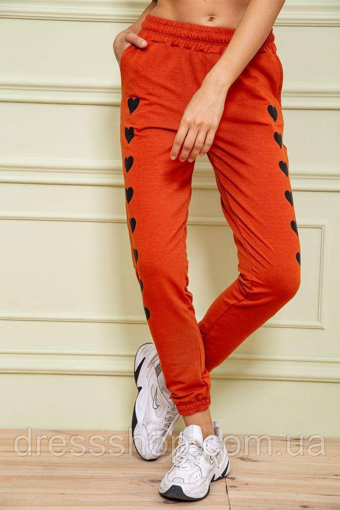 Женские спортивные брюки, с принтом Сердце, цвет терракотовый, 102R212 - фото 2 - id-p2018285249