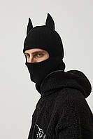 Балаклава Бетмен мужская женская вязаная черная Шапка-баф Batman мужской Маска зимняя теплая