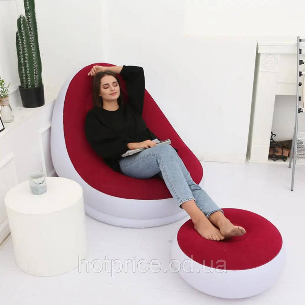 Надувной диван-кресло с пуфом Air Sofa [ОПТ] - фото 2 - id-p2018306255
