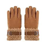 Рукавички жіночі зимові сенсорні під замшу утеплені з хутром. Теплі рукавички на хутрі Коричневий, фото 3