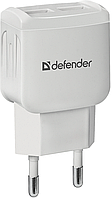 Сетевой USB-адаптер питания DEFENDER (83580)UPA-22 белый, 2xUSB, 2.1А