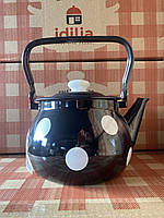 Чайник емальований 2.5л Горох на чорному 2710/4 Idilia