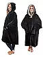 Толстовка — плед із капюшоном HUGGLE HOODIE BLANKET, плед із рукавами (Чорний), фото 6