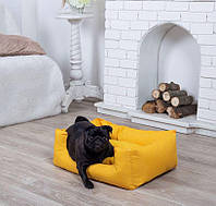Лежанка для собак 60*45 см желтая, мягкое место лежак для собак непромокаемая антикоготь прямоугольный 60*45 см