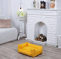 Лежанка для собак 90*60 см желтая, мягкое место лежак для собак непромокаемая антикоготь прямоугольный 90*60 см
