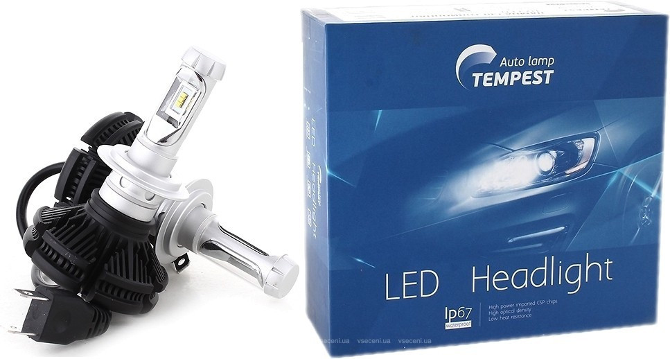 Светодиодная лампа H7 LED PLUS 6500K 12V ,TEMPEST с активным охлаждением и влагозащитой - фото 1 - id-p2018331072