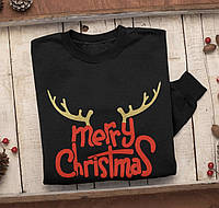 Новогодний свитшот с рожками оленя и надпись - "Merry Christmas".
