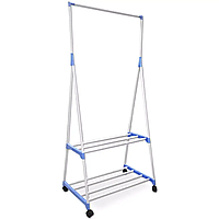 Вешалка для одежды Clothes Rack 68х43.9х152см на колесиках, полка для обуви