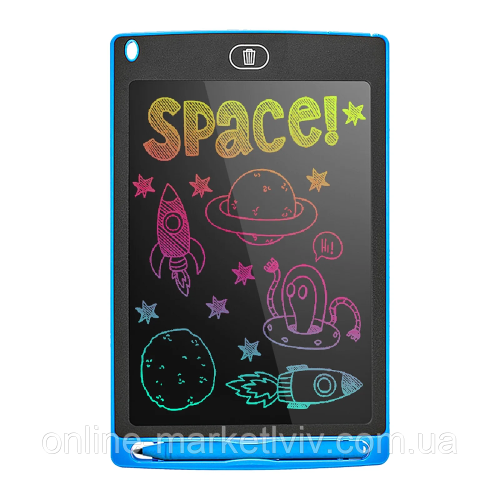 Графічний LCD планшет для малювання 6,5" + стилус, Синій / Дитячий кольоровий планшет для навчання малюванню