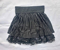 Спідниця шкільна підліткова для дівчинки фатин із паєтками, пояс гумка розмір 36-44, колір чорний