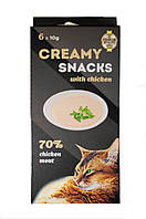 Лакомство Creamy Snacks (Креми Снекс) для кошек, крем со вкусом курицы (в стиках), 6 х 10 г
