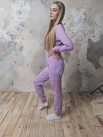 Женская пижама попожама с кармашком на попе серая (LL-410) Фиолетовый