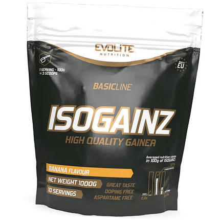 Гейнер високобілковий Evolite Nutrition Iso Gainz 1кг, фото 1