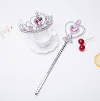 Набор аксессуаров для девочки принцессы - палочка, корона-диадема, розовые