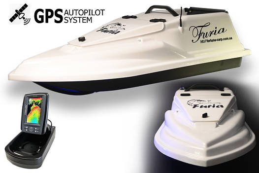 Прикормочний кораблик Фурія Шторм с GPS (V3_6+1) и Ехолотом Toslon TF520, фото 2