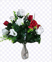 Букет штучних троянд біло-червоний