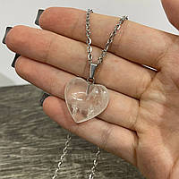 Натуральный камень Горный хрусталь кулон в форме сердечка на цепочке - оригинальный подарок любимой девушке