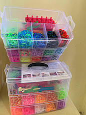 Великий 3-ярусний набір гумок для плетіння браслетів Fashion loom bands set 9500 шт., фото 4