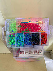 Великий 3-ярусний набір гумок для плетіння браслетів Fashion loom bands set 9500 шт., фото 5