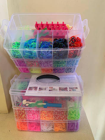 Великий 3-ярусний набір гумок для плетіння браслетів Fashion loom bands set 9500 шт., фото 1