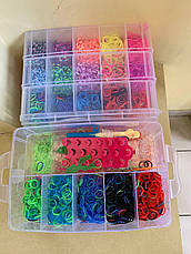 Великий 3-ярусний набір гумок для плетіння браслетів Fashion loom bands set 9500 шт., фото 3