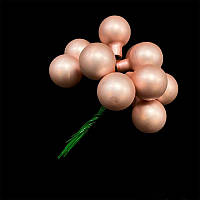 Стеклянные новогодние матовые шары на проволке 2 см (12 шт), цвет пудра