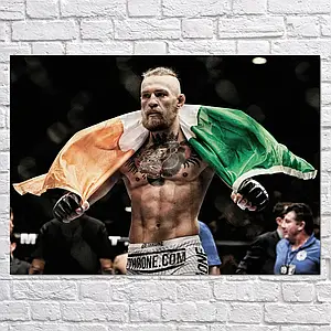 Плакат "Конор Мак-Грегор з прапором, Conor McGregor", 43×60см