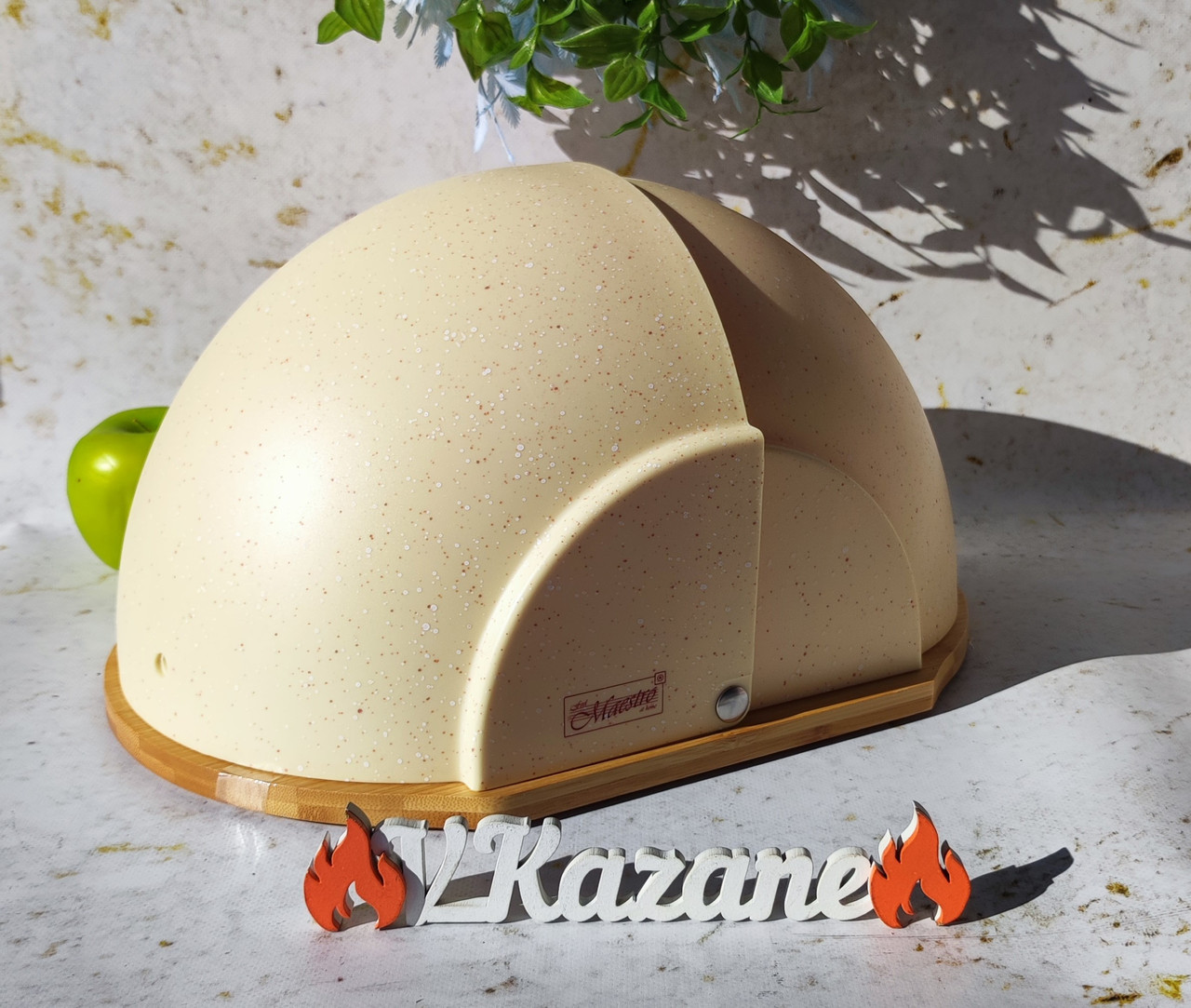 Хлібниця пластикова з дерев'яною основою 37×21×39,5 см Maestro MR-1678G-Хлебниця з відкидною кришкою на стіл, фото 1