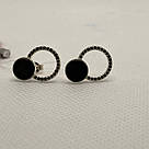Сережки-пусети з оніксом та чорними фіанітами Юліана, фото 2