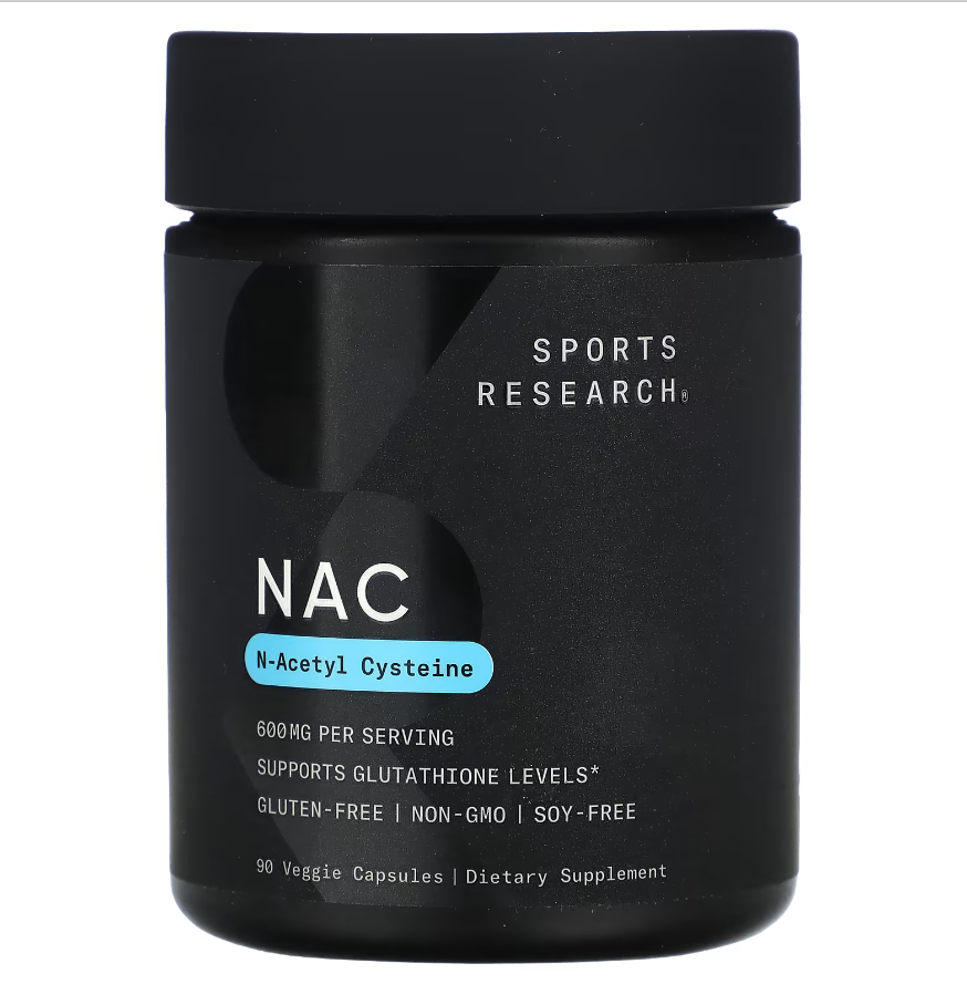 Sports Research, NAC, N-ацетилцистеїн, 600 мг, 90 рослинних капсул