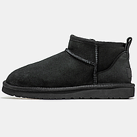 Сапоги зимние мужские и женские UGG Classic Ultra Mini Black с мехом / УГГи мини черные на меху 40