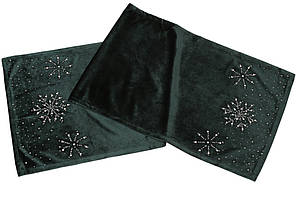 Ранер оксамитовий140см,для святкового оформлення столу зі стразами,зелений№592-122/Bonadi/