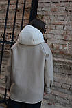 Жіноча укорочена еко дублянка прямого силуету з капюшоном Д-209 беж, фото 3