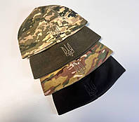 Шапка флисовая с гербом Олива, Пиксель, Мультикам, Черная S, M, L