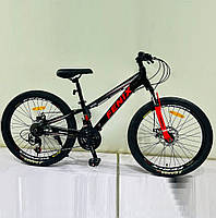 Велосипед спортивный 24 дюйма Corso Fenix FX-24016 рама 11 , оборудование Saiguan 21 скорость, красный