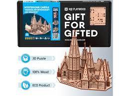 Конструктор дерев'яний механічний Mr.Playwood Таємничий замок Школа чарівництва 3D, фото 1