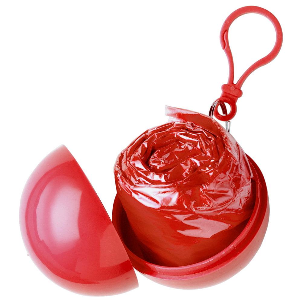 Дощовик-пончо у футлярі-кулі з карабіном червоний, фото 1