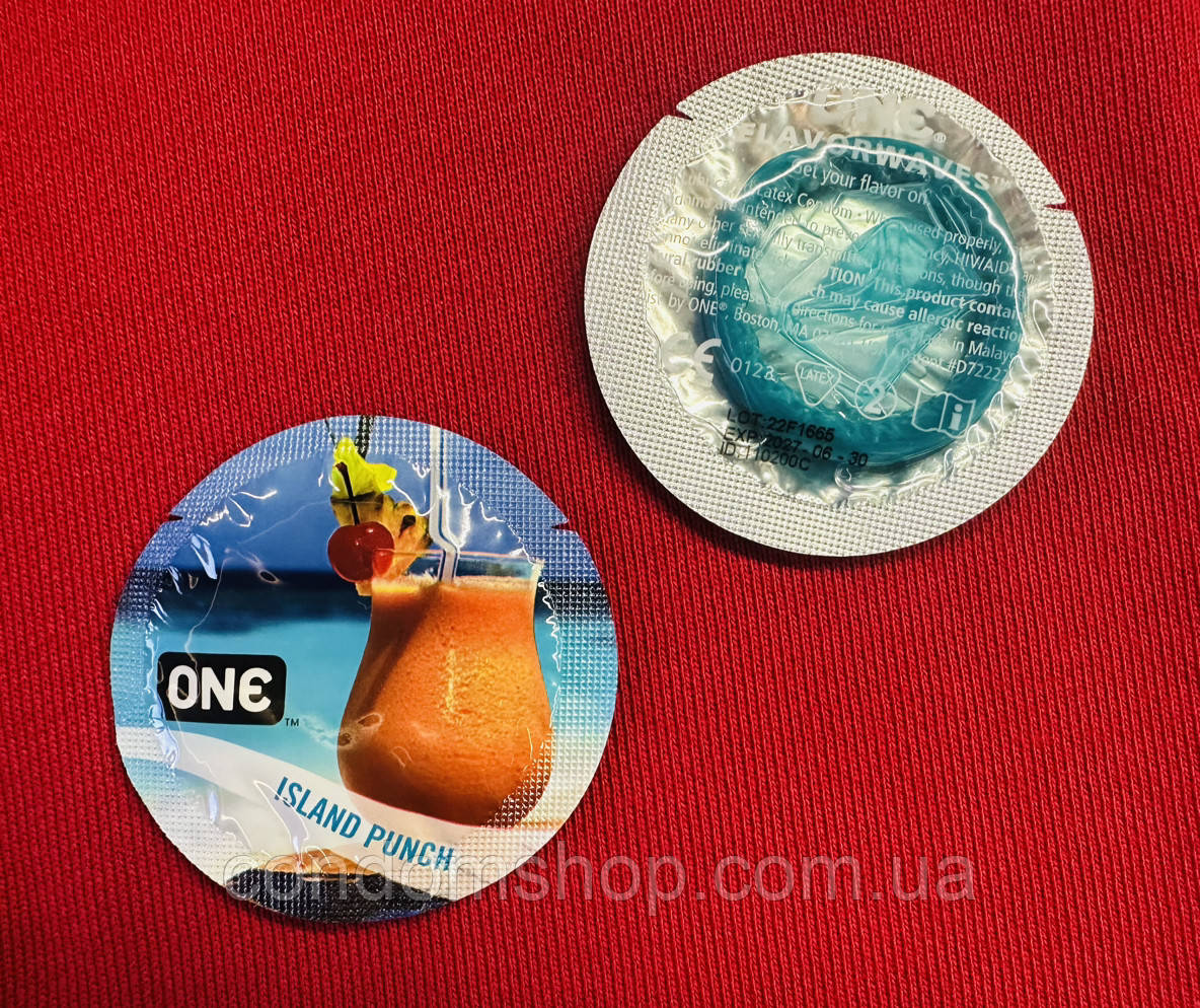 Презервативи One Flavor Waves Island Punch коктейль Бірюзовий - 1 шт