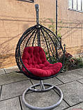 Крісло-кокон з ротанга, чорне з червоною подушкою, фото 8