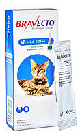 Краплі Bravecto оригінал (від бліх і кліщів на 12 тижнів) для котів вагою 2.8-6.25 кг