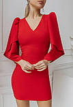 Сукня жіноча міні з об'ємними рукавами Люкс червона (різні кольори) XS S M L, фото 3