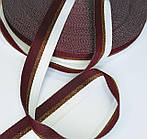 Стрічка кіперна щільна бордово-біла з люрексом 20мм