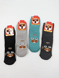 Дитячі шкарпетки Cheburashka зимові махрові з тормозками КІТ 12 пар/уп мікс кольорів