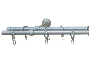 Карниз металевий трубчастий подвійний Срібло (16 мм посилений для важких штор)