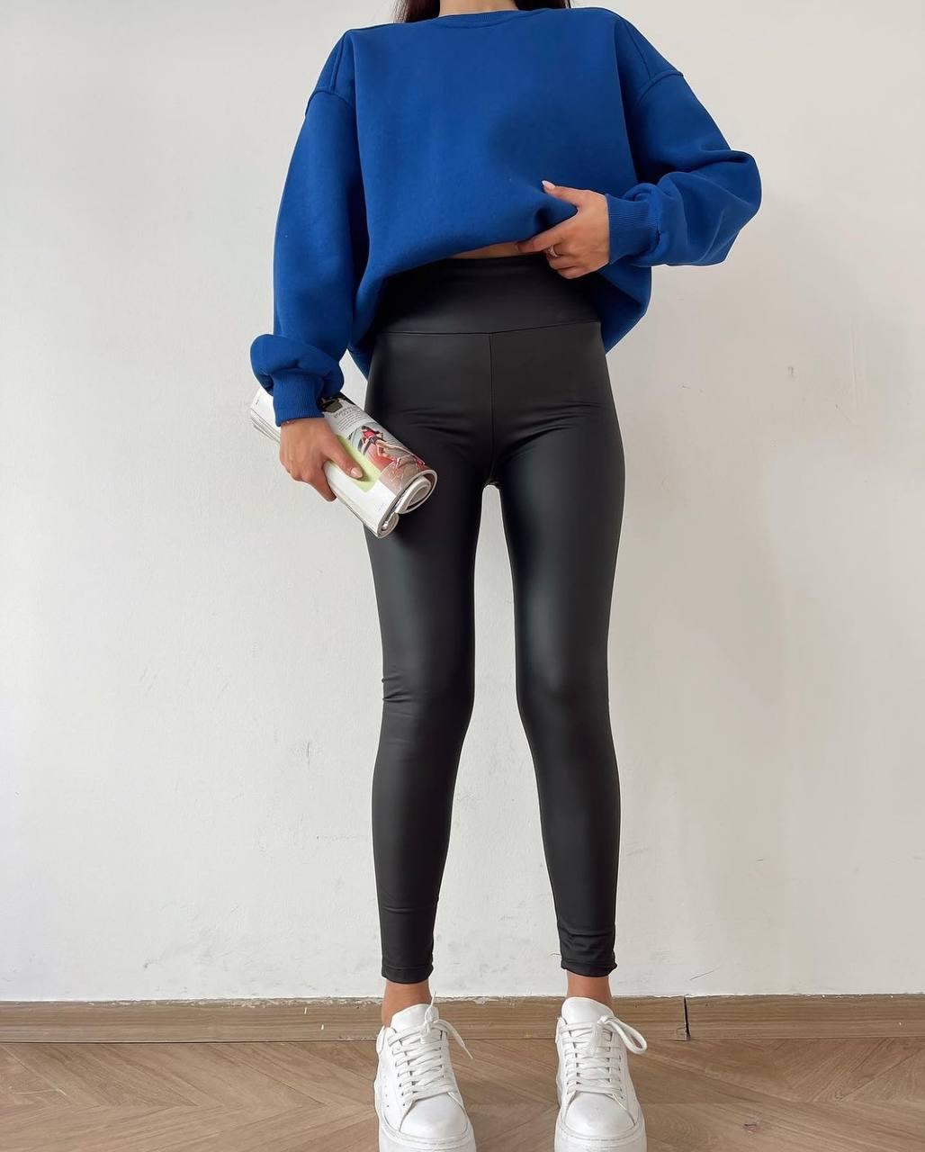 Женские лосины из матовой экокожи НА ФЛИСЕ Розміри:42–44, 44–46, 46–48, 48–50, 50–52, фото 1