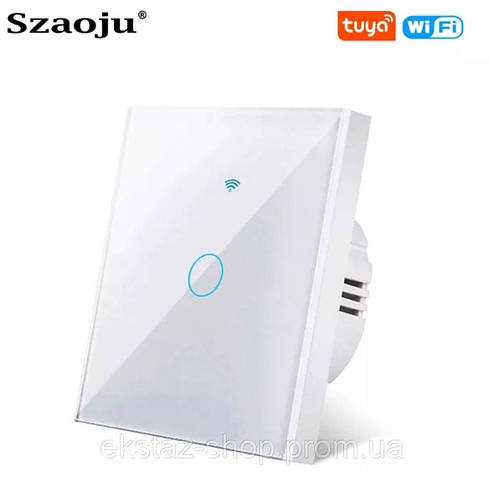 Tuya WiFi выключатель (включатель) сенсорный настенный белый одиночный ...