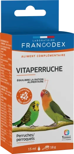 Вітаміни та мінерали для хвилястих папуг Francodex Vitaperruche 15 мл, фото 1