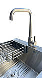 Кухонний набір: Кухонна мийка Romzha Arta U-490 B 5448 + змішувач + кошик + сифон, фото 3